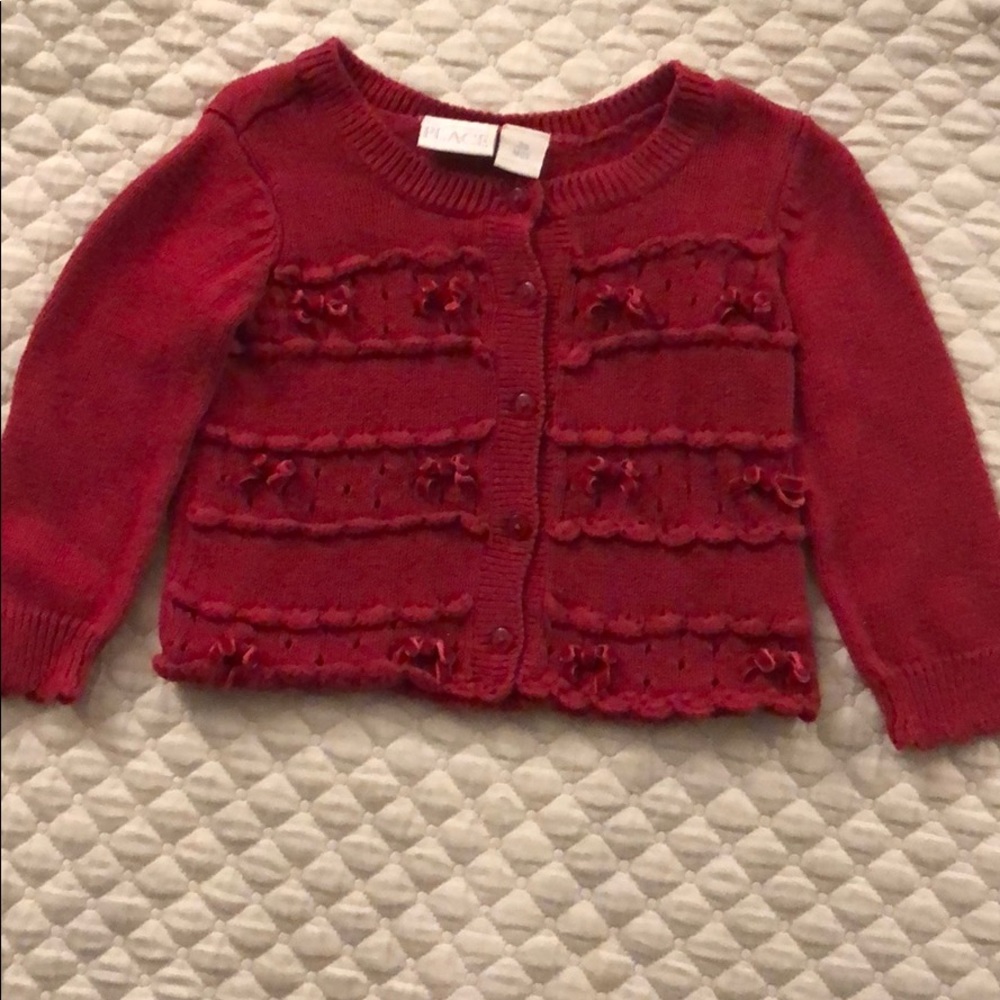 3/$15 red knit cardigan